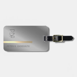 Etiqueta Para Maletas Moderno y elegante nombre en monogramo metálico de