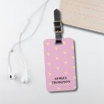 Etiqueta Para Maletas Moderno y elegante Rosa Faux Gold Hearts<br><div class="desc">Etiqueta de equipaje de personalizable Guay con fondo de rosa / corazón de oro falso. Puede agregar sus nombres y dirección.</div>