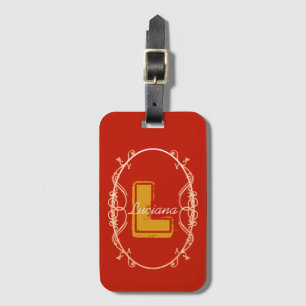 Etiqueta Para Maletas Moderno y elegante Viaje Girly Red Monograma