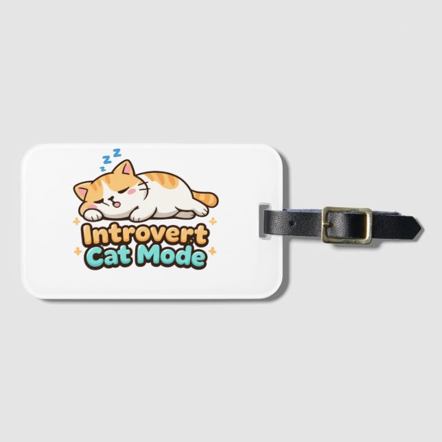 Etiqueta Para Maletas Modo Gato Introvertido Divertido  (Anverso horizontal)