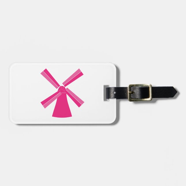 Etiqueta Para Maletas Molino de viento rosa (Frente Horizontal)
