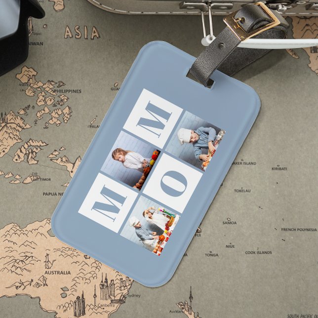 Etiqueta Para Maletas Mom 3 Photo Collage Dusty Blue (Subido por el creador)