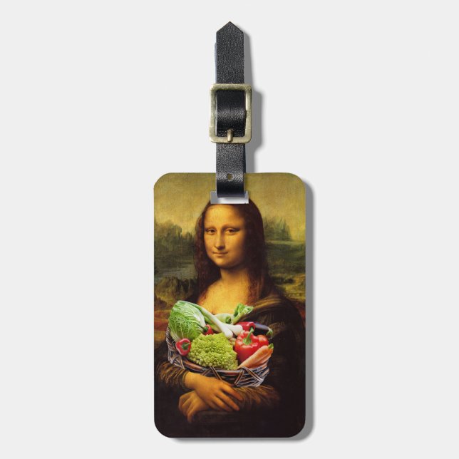 Etiqueta Para Maletas Mona Lisa ama a las verduras (Frente Vertical)