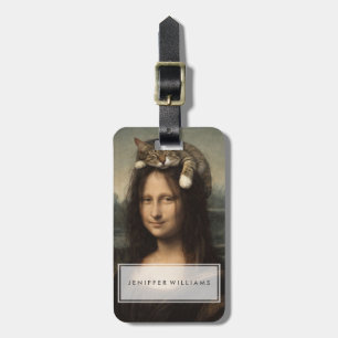 Etiqueta Para Maletas Mona Lisa con gato durmiendo