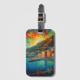 Etiqueta Para Maletas Mónaco, bahía de Montecarlo al estilo de van Gogh