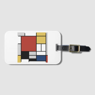 Etiqueta Para Maletas Mondrian Pintura de Plano Rojo Amarillo Azul Gris 