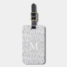 Etiqueta Para Maletas Mongrama de impresión de cebra gris y blanco