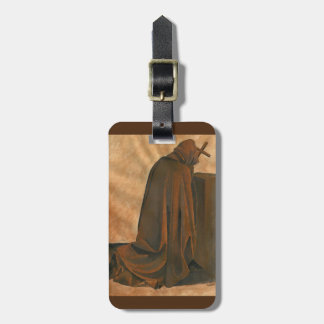 Etiqueta Para Maletas Monje Gregoriano En La Oración Usando Cassock Con