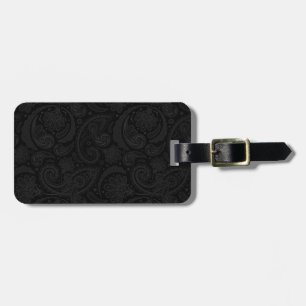 Etiqueta Para Maletas Mono patrón de paisley negro lindo