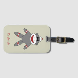 Etiqueta Para Maletas Mono retro sock sobre el Tan con nombre