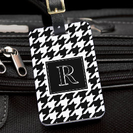 Etiqueta Para Maletas Monogram Houndstooth Pattern Black & White