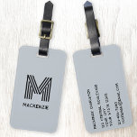 Etiqueta Para Maletas Monogram Initial Name Simple Powder Blue<br><div class="desc">Elevate your travel experience with this modern typography minimalist monogram initial name design in black on powder blue which can be changed to personalize. These stylish tags not only ensure your luggage stands out on the carousel but also add a personal touch to your travel essentials. Designed for easy identification,...</div>
