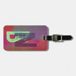 Etiqueta Para Maletas Monogram Initials Grunge Funky Purple Green Art