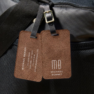 Etiqueta Para Maletas Monogram Modern Marrón