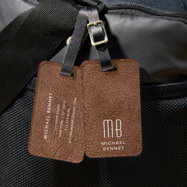 Etiqueta Para Maletas Monogram Modern Marrón  (Subido por el creador)