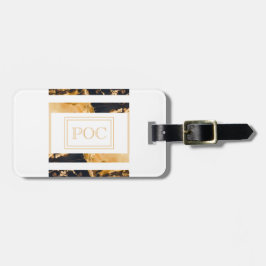 Etiqueta Para Maletas Monograma abstracto de oro azul oscuro