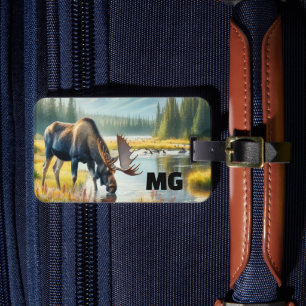 Etiqueta Para Maletas Monograma Alce Hombre Viaje