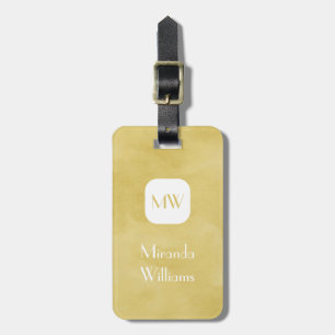Etiqueta Para Maletas Monograma amarillo amarillo oscuro simple y