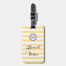 Monograma Amarillo y Blanco a Rayas Beach Vibes