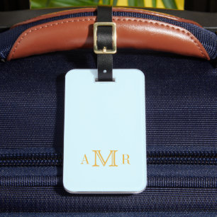 Etiqueta Para Maletas Monograma azul claro personalizado