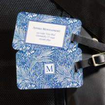 Monograma azul de William Morris Marigold