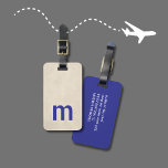Etiqueta Para Maletas Monograma azul negrita beige de textura de Guay<br><div class="desc">Diseño moderno y completo de etiquetas para el equipaje de personalizable,  con monograma azul y fondo beige/azul de textura.</div>