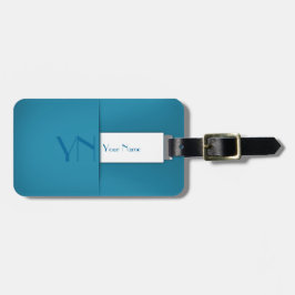 Etiqueta Para Maletas Monograma azul sencillo moderno