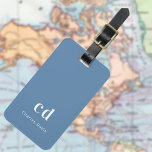 Etiqueta Para Maletas Monograma azul turbio<br><div class="desc">Fondo azul turbio. Personalice y agregue sus letras de monograma y nombre completo en la parte delantera. Su información de contacto en la parte posterior.</div>