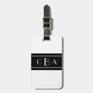 Etiqueta Para Maletas Monograma blanco y negro