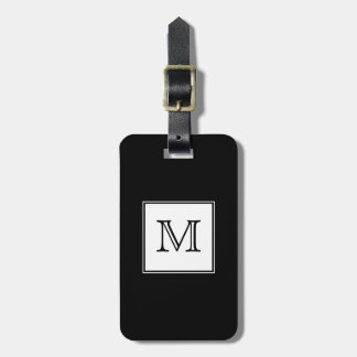 Etiqueta Para Maletas Monograma blanco y negro