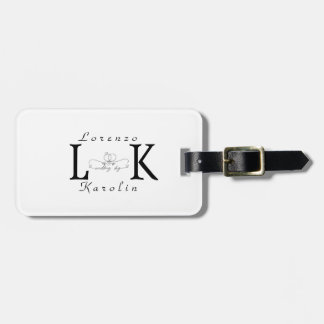 Etiqueta Para Maletas Monograma Boda blanco Elegante simple Minimalista