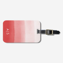 Monograma Chic de Acuarela Coral Rojo Desvanecido