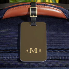 Etiqueta Para Maletas Monograma Clásico Personalizado Marrón