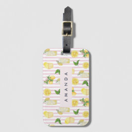 Etiqueta Para Maletas Monograma Color de agua personalizado Lemons Lemon