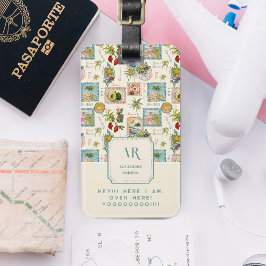Etiqueta Para Maletas Monograma Colorido de Impresión de Viaje Mexicano