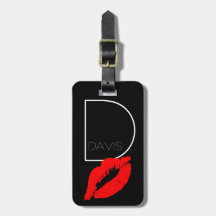 Monograma Davis con lápiz labial rojo negro person