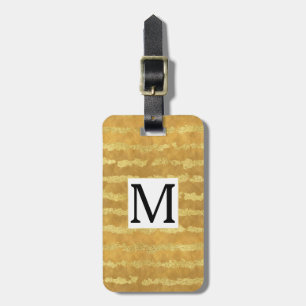 Etiqueta Para Maletas Monograma de bandas glitzy de oro