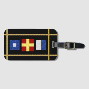 Etiqueta Para Maletas Monograma de bandera de señal marítima náutica