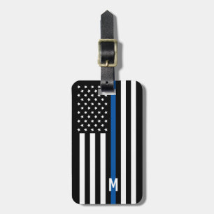 Etiqueta Para Maletas Monograma de bandera estadounidense de la policía 