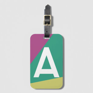 Etiqueta Para Maletas Monograma de Bloque de Color Retro Personalizado