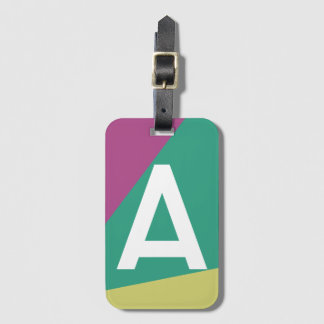 Etiqueta Para Maletas Monograma de Bloque de Color Retro Personalizado