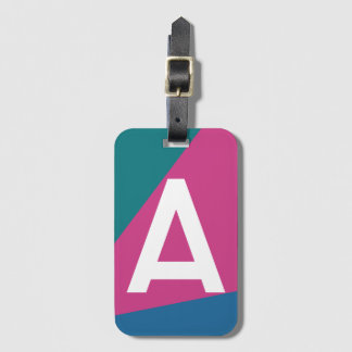 Etiqueta Para Maletas Monograma de Bloque de Color Retro Personalizado