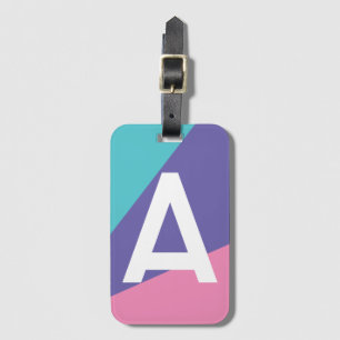Etiqueta Para Maletas Monograma de Bloque de Color Retro Personalizado