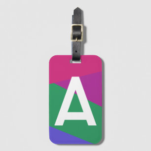 Etiqueta Para Maletas Monograma de Bloque de Color Retro Personalizado