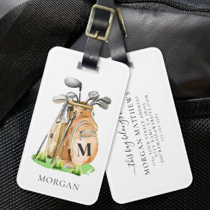 Etiqueta Para Maletas Monograma de bolsa de golf personalizada