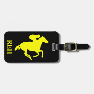 Etiqueta Para Maletas Monograma de bricolaje Caballo de carreras amarill