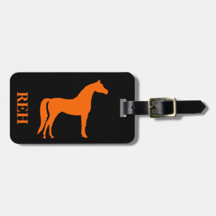 Etiqueta Para Maletas Monograma de bricolaje Caballo Naranja en Cualquie
