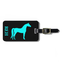 Monograma de bricolaje en caballo azul acua sobre