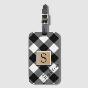 Etiqueta Para Maletas Monograma de búfalo de color negro blanco