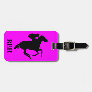 Etiqueta Para Maletas Monograma de caballo de carreras negro hecho a man